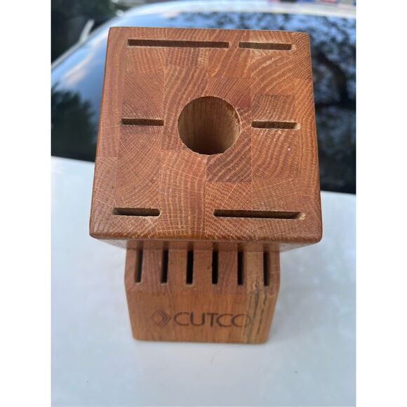Cutco Wooden Knife Storage Block 12 Blade 13 Slot Solid Honey Oak Made USA - Picture 1 of 8